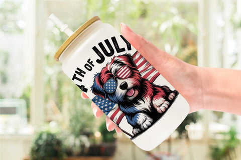 Glass Can 4th of July Dog 3D Paper artnoy 