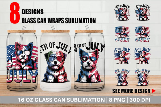 Glass Can 4th of July Dog 3D Paper artnoy 