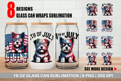Glass Can 4th of July Dog 3D Paper artnoy 