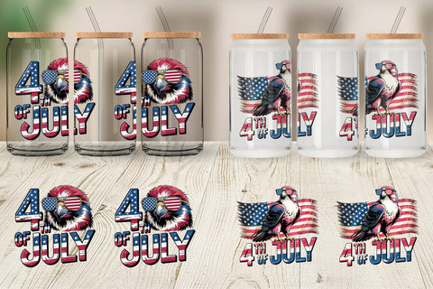 Glass Can 4th of July Eagle Sublimation artnoy 