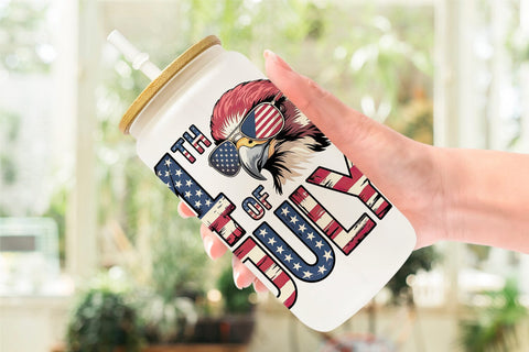 Glass Can 4th of July Eagle Sublimation artnoy 