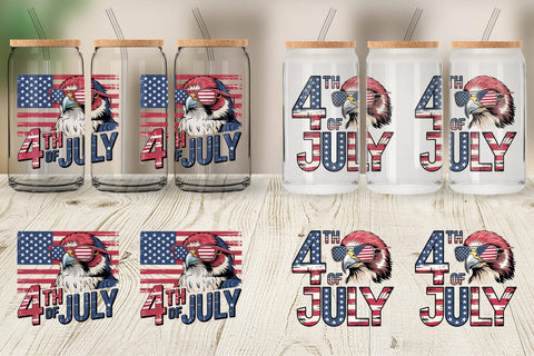 Glass Can 4th of July Eagle Sublimation artnoy 