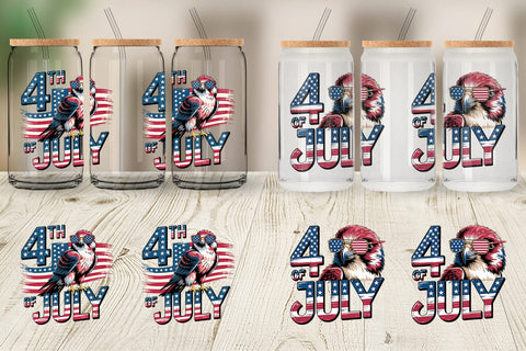 Glass Can 4th of July Eagle Sublimation artnoy 