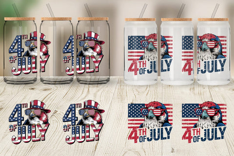 Glass Can 4th of July Eagle Sublimation artnoy 