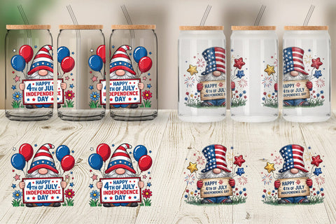 Glass Can 4th of July Gnome Sublimation artnoy 