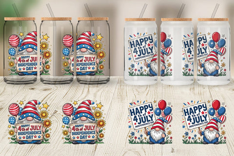 Glass Can 4th of July Gnome Sublimation artnoy 