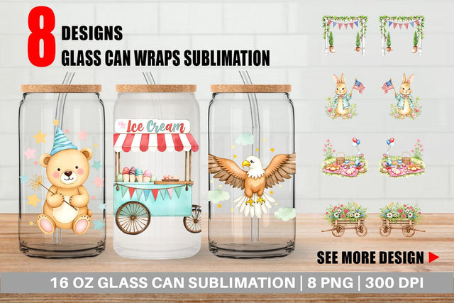 Glass Can 4th of July Parade Sublimation artnoy 