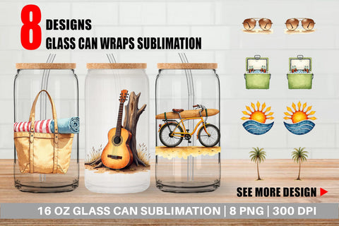 Glass Can 70s Endless Summer Watercolor Sublimation artnoy 