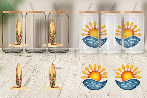Glass Can 70s Endless Summer Watercolor Sublimation artnoy 