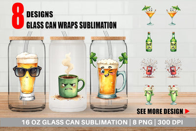 Glass Can 70s Green Mascot Sublimation artnoy 