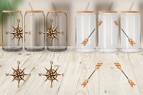 Glass Can 70s Retro Summer Camp Watercolor Sublimation artnoy 
