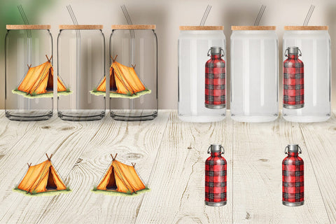 Glass Can 70s Retro Summer Camp Watercolor Sublimation artnoy 