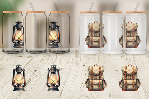Glass Can 70s Retro Summer Camp Watercolor Sublimation artnoy 