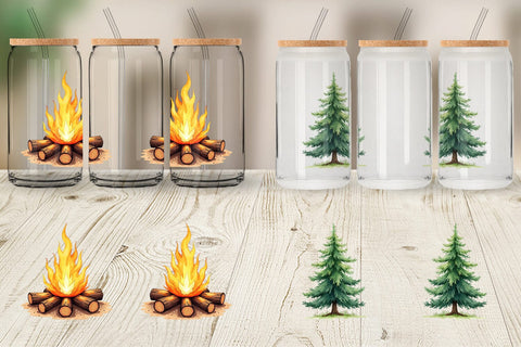 Glass Can 70s Retro Summer Camp Watercolor Sublimation artnoy 