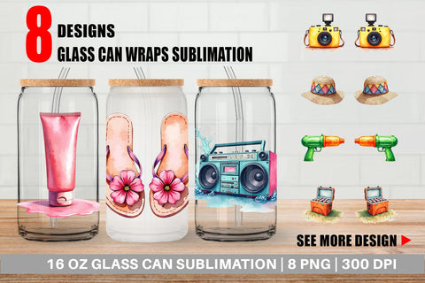Glass Can 90s Beach Essentials Sublimation artnoy 