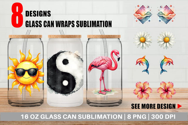 Glass Can 90s Tropical Memphis Sublimation artnoy 