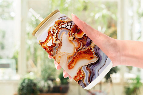 Glass Can Abstract Agate Sublimation artnoy 