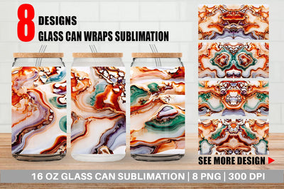 Glass Can Abstract Agate Sublimation artnoy 