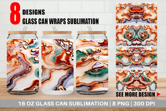 Glass Can Abstract Agate Sublimation artnoy 