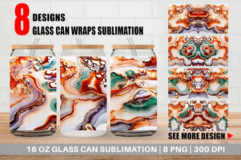Glass Can Abstract Agate Sublimation artnoy 