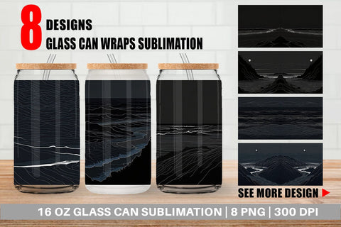 Glass Can Abstract Beach Line Art Sublimation artnoy 