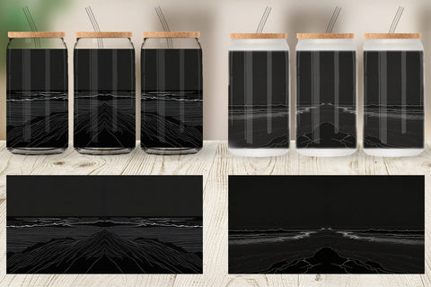 Glass Can Abstract Beach Line Art Sublimation artnoy 