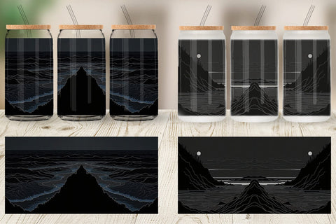 Glass Can Abstract Beach Line Art Sublimation artnoy 