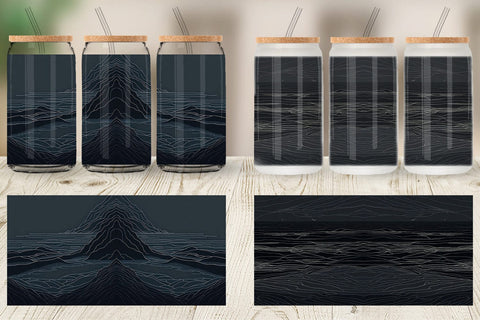 Glass Can Abstract Beach Line Art Sublimation artnoy 