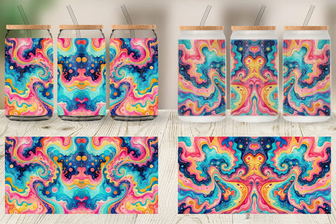 Glass Can Abstract Watercolor Swirl Sublimation artnoy 