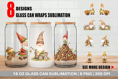 Glass Can Acorn Gnome Delivery Sublimation artnoy 