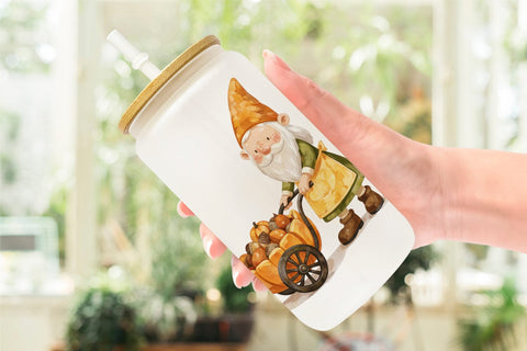 Glass Can Acorn Gnome Delivery Sublimation artnoy 