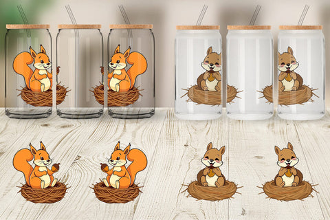 Glass Can Acorn Squirrel Sublimation artnoy 