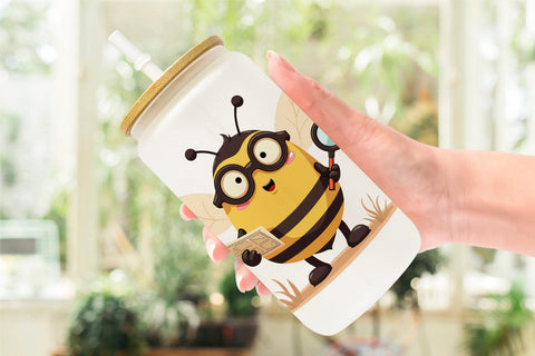 Glass Can Adorable Bee Sublimation artnoy 