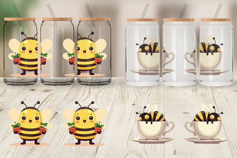 Glass Can Adorable Bee Sublimation artnoy 