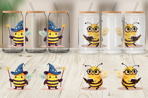 Glass Can Adorable Bee Sublimation artnoy 