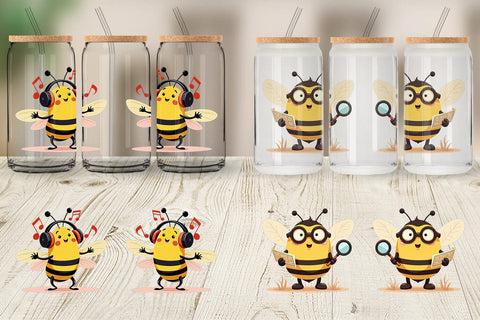 Glass Can Adorable Bee Sublimation artnoy 