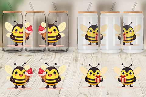 Glass Can Adorable Bee Sublimation artnoy 