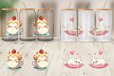Glass Can Adorable Cat Sublimation artnoy 