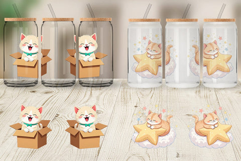 Glass Can Adorable Cat Sublimation artnoy 
