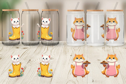 Glass Can Adorable Cat Sublimation artnoy 
