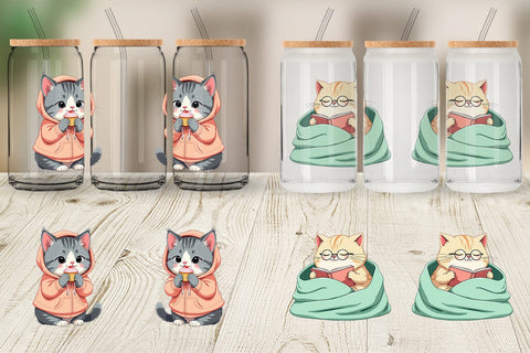 Glass Can Adorable Cat Sublimation artnoy 