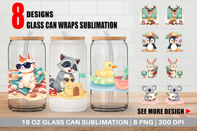 Glass Can Adorable School Summer Sublimation artnoy 