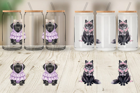 Glass Can Adorable Spooky Coquette Animals Sublimation artnoy 