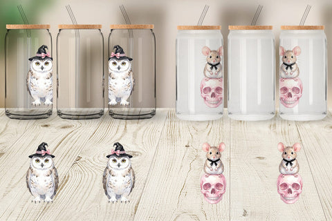 Glass Can Adorable Spooky Coquette Animals Sublimation artnoy 