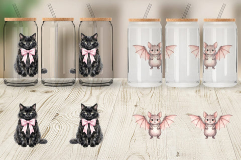 Glass Can Adorable Spooky Coquette Animals Sublimation artnoy 