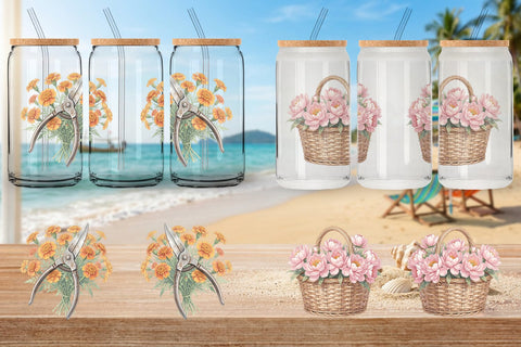 Glass Can Airy Sun-Drenched Garden Watercolor Sublimation artnoy 