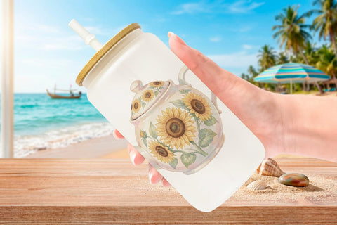 Glass Can Airy Sun-Drenched Garden Watercolor Sublimation artnoy 