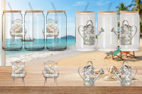 Glass Can Airy Sun-Drenched Garden Watercolor Sublimation artnoy 