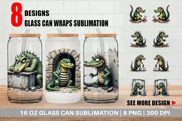 Glass Can Alcatraz Gator Sublimation artnoy 