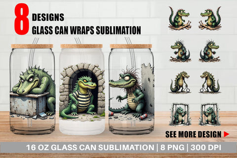Glass Can Alcatraz Gator Sublimation artnoy 